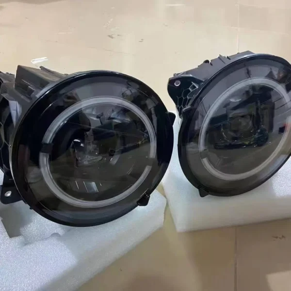 前大灯烟熏黑led几何形状大灯总成 01